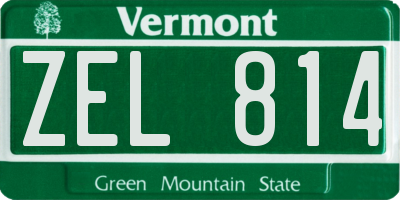 VT license plate ZEL814
