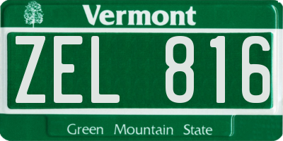 VT license plate ZEL816