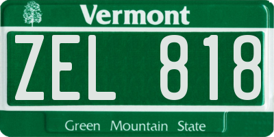 VT license plate ZEL818