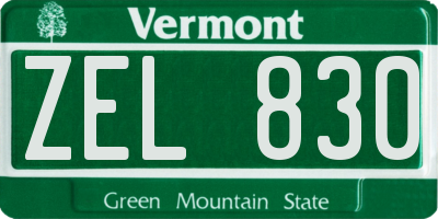 VT license plate ZEL830