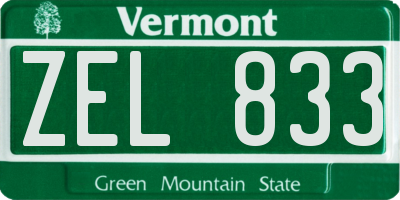 VT license plate ZEL833