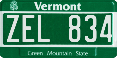 VT license plate ZEL834