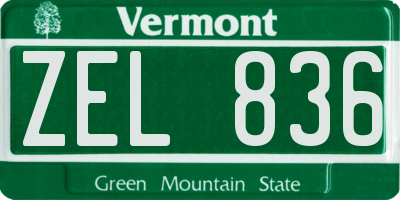 VT license plate ZEL836
