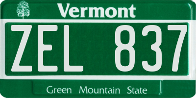 VT license plate ZEL837