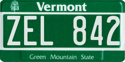 VT license plate ZEL842
