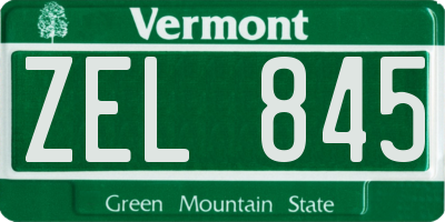 VT license plate ZEL845