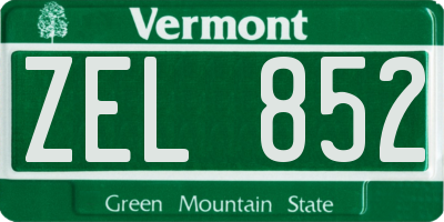 VT license plate ZEL852