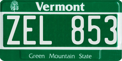 VT license plate ZEL853