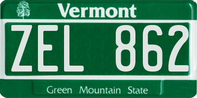 VT license plate ZEL862