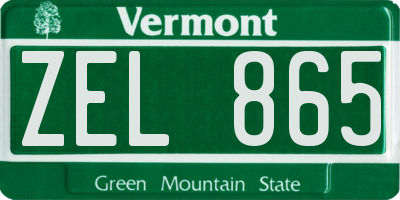VT license plate ZEL865