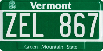 VT license plate ZEL867