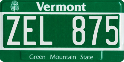 VT license plate ZEL875