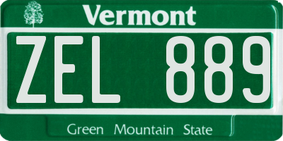 VT license plate ZEL889