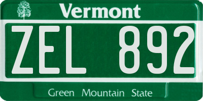VT license plate ZEL892