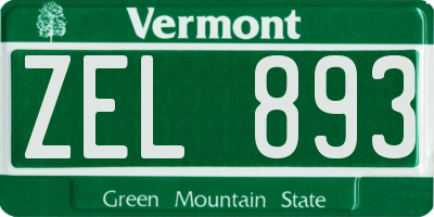 VT license plate ZEL893