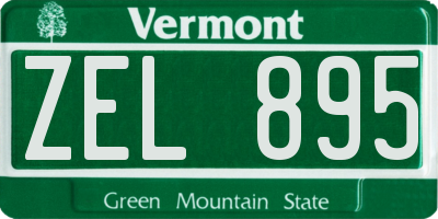 VT license plate ZEL895