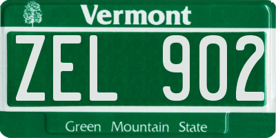 VT license plate ZEL902