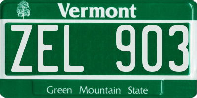VT license plate ZEL903