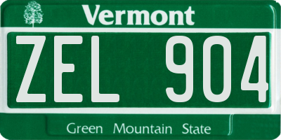 VT license plate ZEL904