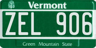 VT license plate ZEL906