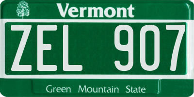 VT license plate ZEL907
