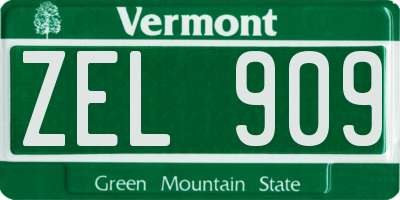 VT license plate ZEL909