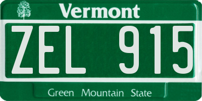 VT license plate ZEL915