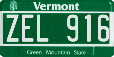 VT license plate ZEL916