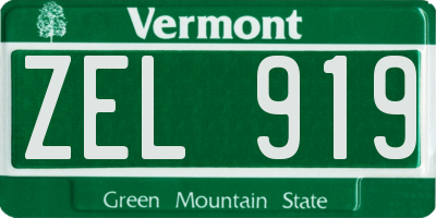 VT license plate ZEL919