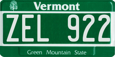 VT license plate ZEL922