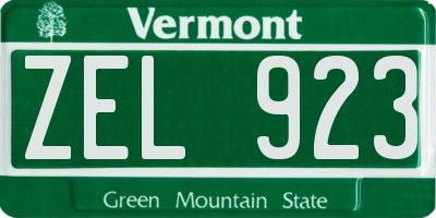 VT license plate ZEL923