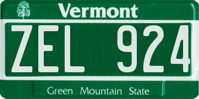 VT license plate ZEL924