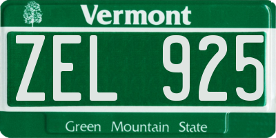 VT license plate ZEL925