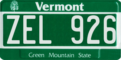VT license plate ZEL926