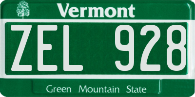 VT license plate ZEL928