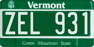 VT license plate ZEL931