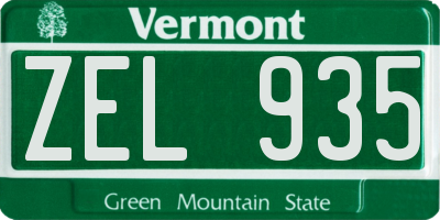 VT license plate ZEL935