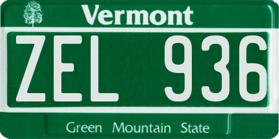 VT license plate ZEL936