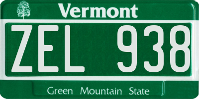 VT license plate ZEL938