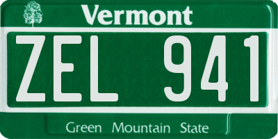 VT license plate ZEL941
