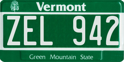 VT license plate ZEL942