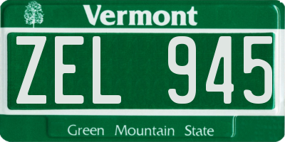 VT license plate ZEL945
