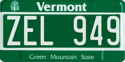 VT license plate ZEL949