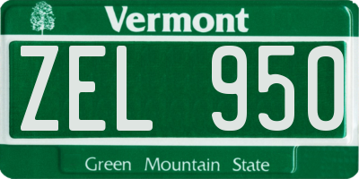 VT license plate ZEL950
