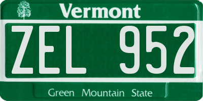VT license plate ZEL952