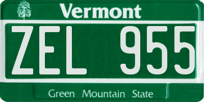 VT license plate ZEL955