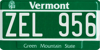 VT license plate ZEL956