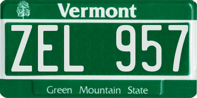 VT license plate ZEL957