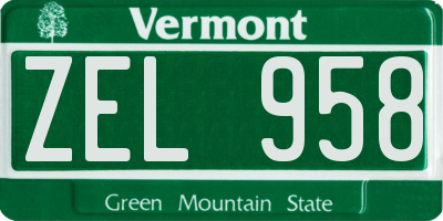 VT license plate ZEL958