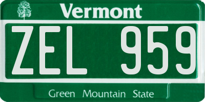 VT license plate ZEL959